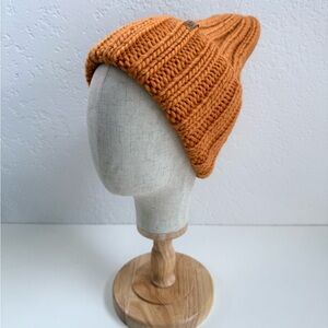 Handmade Chunky Beanie — Thick Knit Hat, Warm Winter Accessory (Orange)